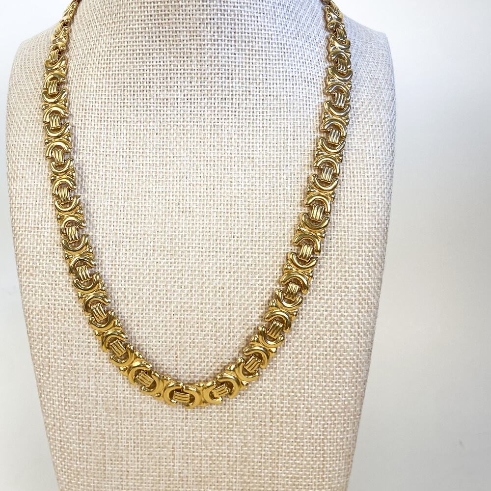 Gold Tone Wide Chain Necklace Vintage 90s